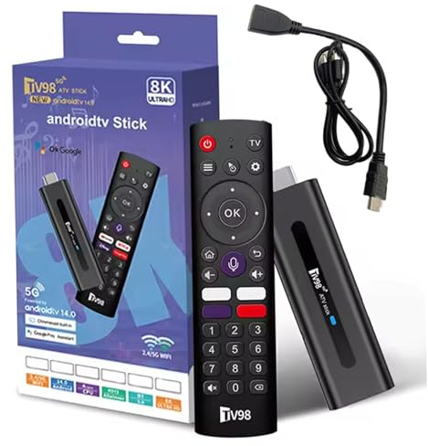 Clé TV 4K 2 go + 16 go Commande vocale 4 Applications Cliquez sur BT5.0 H313 WiFi5 Double 2.4G/5G Quad-Core 64 Bits HDR10 + Ultra USB HD clé TV Intelligente 4k