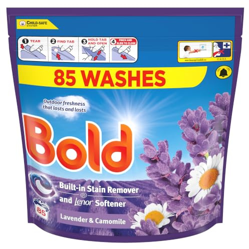 Bold Lavender and Camomile PODS® Washing Liquid Laundry Detergent Capsules 85 Washes, 85ct, Outdoor Freshness that Lasts and Lasts, with Built-in Lenor Softener