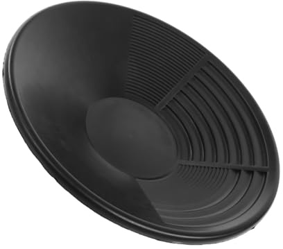 INOOMP Padella per Estrazione Oro in Plastica Nera Leggera con Design a Tre Scanalature Profonde per Principianti e Professionisti per Escursioni e Ricerca All'aperto