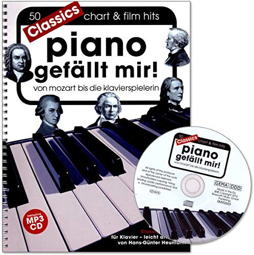 Piano gefällt mir Classics - 50 klassischen Stücken für Klavier: Bach, Strauss, Liszt, Mozart, Beethoven, Händel, Grieg,.. - Notenbuch mit CD und Notenklammer - BOE7813 9783865439239
