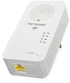Metronic 495431 - Repetidor WiFi+enchufe extra, Velocidad hasta 300Mbits/s, blanco