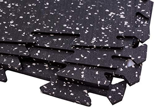 Gummi Boden-Schutzmatte Fitness-Raum Bodenbelag schwarz mit grau (4 Stück) 61x61x0.4cm