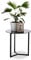 Relaxdays Mesa Auxiliar Redonda, Cristal-Metal, Negro, 51 x 50 x 50 cm
