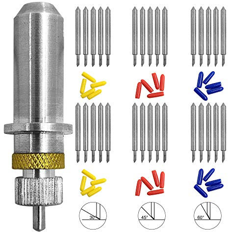AFUNTA Lot de 30 lames de découpe en vinyle pour traceur Roland et la plupart des traceurs domestiques et importés avec base support de lame 30/45/60 degrés
