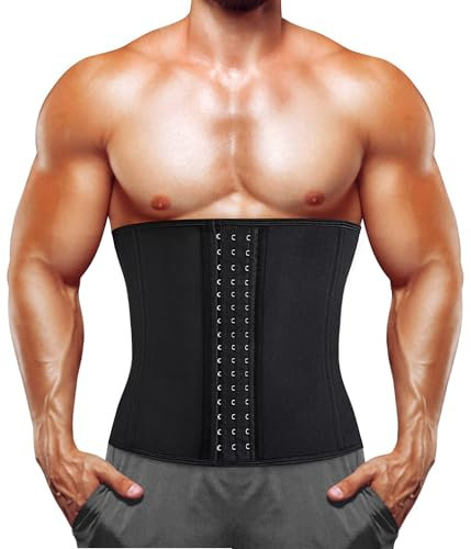 Junlan Homme Ceinture de Sudation Abdominale Gaine Amincissante Ventre Plat Minceur, Soutien du Dos (Black, M)
