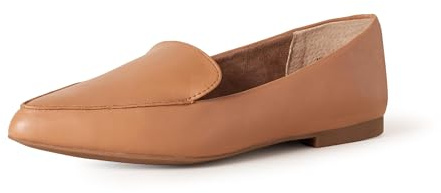 Amazon Essentials Women's Loafer Flat, Camel Faux Leather, 8