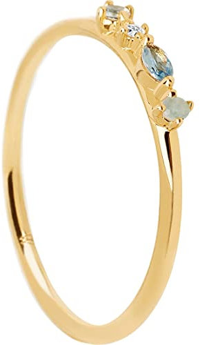 P D PAOLA 925 Sterling Zilveren Goudkleurige Atelier Midnight Ring AN01-193-16 (Maat: 18)
