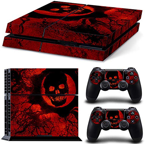 UUShop Lot de 2 autocollants pour console Sony PS4 et 2 manettes Dualshock Motif tête de mort rouge