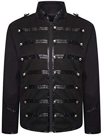 Ro Rox Veste de Parade Musique Batteur Officier Militaire de Homme - Noir et Noir (2XL)