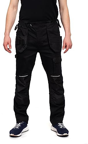 DINOZAVR Flex Pantaloni da Lavoro - Uomo - Elastici Pantaloni Protettivi con Spandex - Nero - EU50