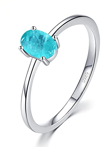 925 Sterling Silber Mode Eiförmige Paraiba Turmalin Ring Engagement Statement Fingerringe Für Frauen Schmuck Geschenk