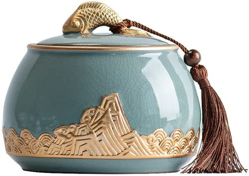 Chinesische Teedose aus Keramik, 13,6 cm