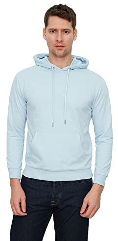 TRENDYOL Herren Männlich Reguläre Passe Kaputte Kangaroo Taschen Langarm Hooded Sweatshirt, Blau, XL EU