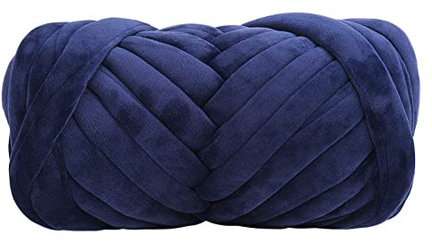 Grobes Baumwollgarn für Armstricken, Häkeln, super sparend, Jumbo, riesiges, sperriges Premier-Garn für die Herstellung von Haustier-Hausdecken (Marineblau)