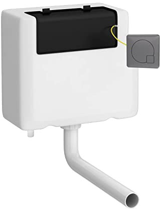 nuie XTY8M04B Modern Bathroom Dual Flush Concealed WC Cistern with Bottom Outlet and Square Push Button, 340 x 296 x 142mm, Brushed Pewter