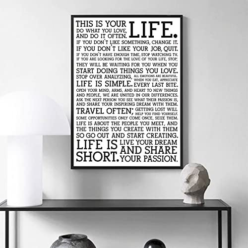 The Manifesto This Is Your Life Posterdruck Auf Leinwand, Zitat, Modernes Wandbild, Für Wohnzimmer, Heimdekoration 30X40Cm Kein Rahmen