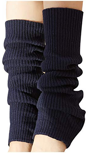 1 Paar Bein Stulpen Damen - warme Beinstulpen Strick - One-Size (Dunkelblau, One Size)
