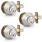 Probrico Brushed Nickel Entrance Deadbolt Lock Set, Single Cylinder - 3 Pack