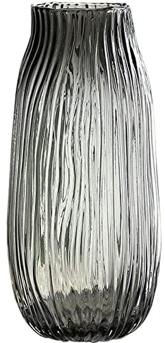 OLOTU Vase Cristal Clair pour décor Gris fumée Exquis Le Vase Verre Transparent hydroponique Vase Simple Bouteille Lisse