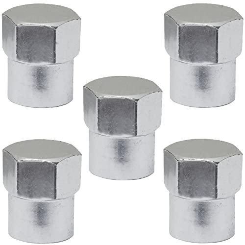 AERZETIX - C64519-5er-Set Ventilkappen/-stopfen für autoreifen - silberfarben - aus Aluminium - Rad zubehör Tuning Auto-Moto Dekoration LKW camion Fahrzeug