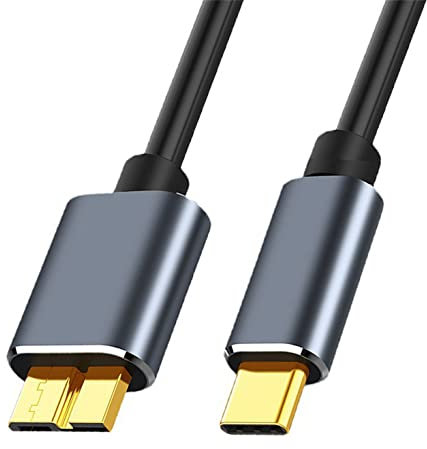 NAERSI® Cable USB C a Micro B USB 3.0, Conector USB, 0.5/1/1.5/2 m USB C macho a Micro B macho cable de disco duro compatible con Seagate, WD, Galaxy S5 Note 3, disco duro, etc. (negro-1.5 m)