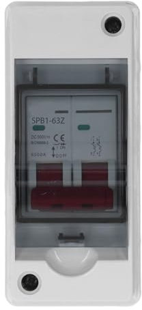 Fockety Interrupteur de Déconnexion Solaire 16A/20A/32A/40A/63A 500V, Isolateur PV DC étanche IP65, Disjoncteur Miniature avec Couvercle Transparent pour Panneau Solaire, Camping-Car (20A)