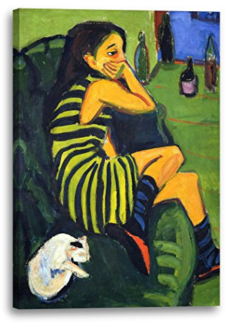 Leinwandbild (30x40cm) Ernst Ludwig Kirchner: Artistin Marzella, Leinwand auf Keilrahmen gespannt und fertig zum Aufhängen, hochwertiger Kunstdruck aus deutscher Produktion