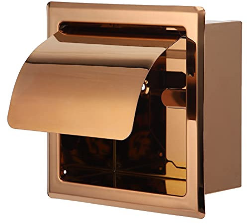 Porte-papier Hygiénique Mural, 6,3 X 6,3 En Acier Inoxydable Or Rose Intégré Avec Couvercle Rabattable Porte-rouleau De Papier Toilette Porte-rouleau De Papier Hygiénique Pour la Salle De Bain De L'h