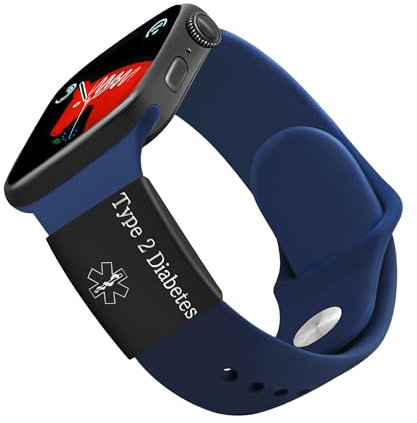 Uloveido Schwarz Typ 2 Diabetes Medical Alert Tag für Männer Frauen Personalisierte gravierte ID-Tag für Uhrenarmband Identifikation Medizinische Tag für Sport Smartwatch Y4313