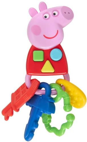 Peppa Pig Keys, interaktives sensorisches Spielzeug, Peppa-Thema, Peppa-Wutz-Haus auf dem Hügel, inklusive Clip für Kinderwagen, Krippen, Taschen, Licht und Sound, Kinderzahnspielzeug, ab 18 Monaten
