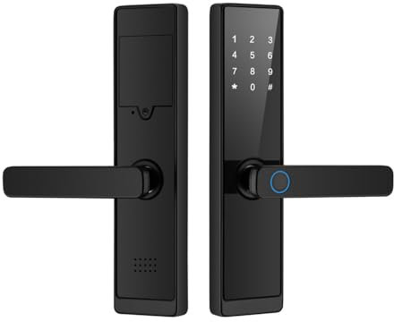 Matybobe Smart Door Lock Keyless Entry Door Lock Handle with Cards and Keys Biometric Door Lock Tuya App Remote Operation WiFi Smart Lock for 30-100mm Office Home Bedroom Door