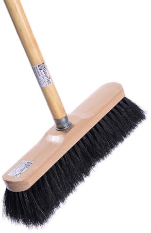BawiTec Rosshaarbesen Zimmerbesen sehr weich Breite 30cm Buchenholz lackiert mit Metallgewinde Stubenbesen Kehrbesen Haushaltsbesen mit oder ohne Stiel Metallstiel Holzstiel 120cm (mit Holzstiel)