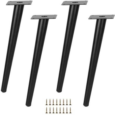 DBREAKS Patas para Muebles, 4 Patas de Muebles Altura Regulables, Patas inclinadas para Muebles, Patas Sofa, Patas Negros para Muebles, Acero Inoxidable, para mesas sofás TV sillas armarios, 25 cm