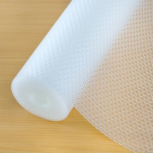 Hersvin Schubladenmatte 60cmx600cm Aufgewertetes Reines Eva Schrankpapier Schubladeneinlage Wasserfest Nicht Klebende Unterlage Teppich für Küchenschränke (Transparent Punkt)