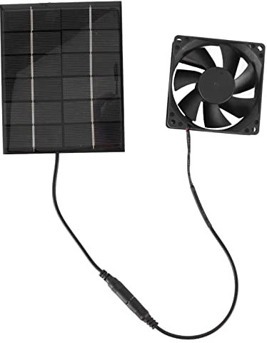 Solarpanel Lüfter Set, 2 W, 6 V, Tragbarer Solar Lüfterkühler, Solarbetriebene Lüfterlüftung, Solar Klimaanlage für Hühnerstall, Gewächshaus, Schuppen, Hundehütte