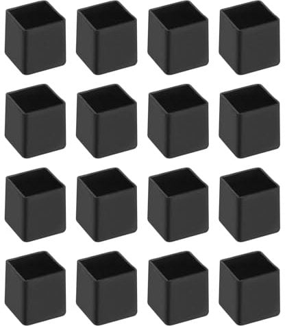 sourcing map 20Pcs Chair Leg Floor Protectors, 20x20mm/0.79x0.79 PVC Anti-Slip Furniture Leg Feet Cover for Hardwood Floors Patio Chair Table Bed, Black