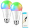 GRV 12W A60 ampoule intelligente avec une télécommande 2.4GHz,RGBCW changement de couleur ampoule led, dimmable 3000-6500K,1000LM,base E27, Home Decor,1 télécommande et 2 ampoule