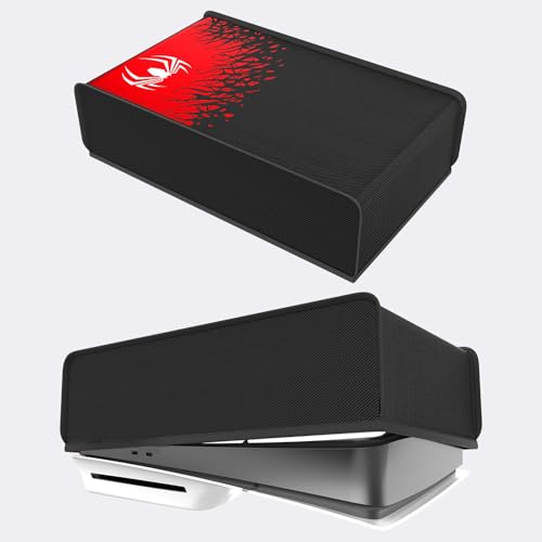 Custodia protettiva per PS5 Slim, protezione console gioco, copertura antipolvere lavabile antigraffio orizzontale/verticale, adatta per PS5 Slim versione digitale e versione disco. (nero-orizzontale)