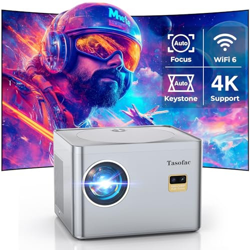 Proiettore 4K LED, 【autofocus/correzione trapezoidale/zoom】 25000 L WiFi Bluetooth proiettore esterno, proiettore Nativo 1080P FHD 4K Home Cinema, Auto 6D/4P Keystone, Mini proiettore per TV