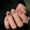 Kabwea Lot de 30 faux ongles à coller en forme d'amande - Rouge et noir - Avec lignes - Pour la Saint-Valentin