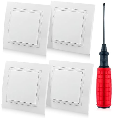 LEKEFETO 4 pulsanti di accensione da incasso 10 A, interruttore on/off da 250 V, colore bianco, interruttore della luce, interruttore della luce, interruttore da incasso con cacciavite, interruttore