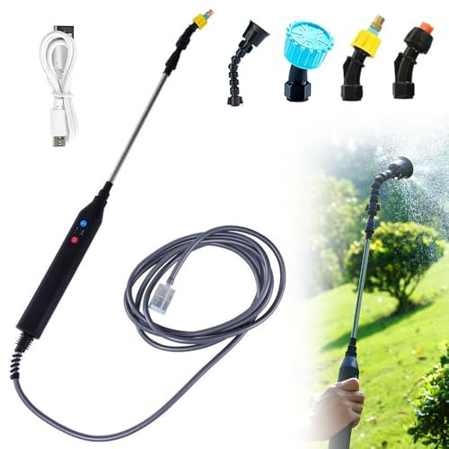 KQWVZ Pulverizador Electrico, 3.7V/1A Pulverizador Eléctrico para Plantas, Sulfatadora a Bateria USB Recargable, Sulfatadora a Bateria, con 4 Boquillas Y 5m Manguera, Regar Plantas,Lavado De Coches