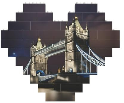 Tower Bridge in London Druck Herzförmiges Baustein-Puzzle, personalisiertes individuelles Geschenk für Männer und Frauen