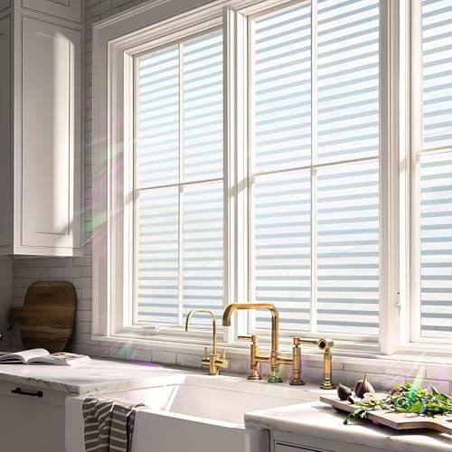 Regenbogen Folie Fenster 60 x 180 cm, Selbsthaftend Blickdicht, Entfernbar, Kein Kleber, Rückstandslose, Wiederverwendbar, Einbruchschutzfolie Fensterfolie, Streifen
