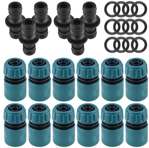 18 Stück Schlauchverbinder, 1/2 Zoll Schlauchverbinder Schlauchkupplung Plastik Schnell 1/2 Zoll Schlauchanschluss Wasserhahn Adapter Wasserhahn Gartenschlauch für Rohr Verbinden Gartengeräte