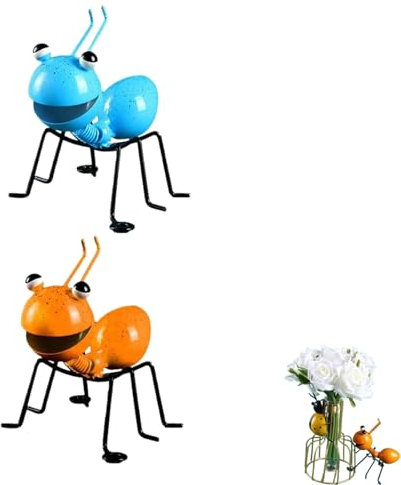 2 Stück Bunten Metall Ameise Dekoration Gartendeko Metall-Skulptur, Garten Ameisedeko Set, Gartenfigur Ant Ornament Bunte Cute Insect für Innen draußen Hof und Balkon Dekoration (B-2PCS)