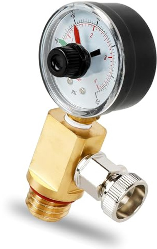 Wkldjf Manuelle Entlüftungsventile aus Messing mit Manometer für Pool-Filtersysteme, Schwimmbad-Wartungszubehör