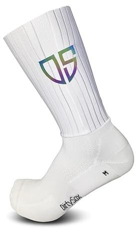 DirtySox Aero Pro v1.1 – Aero Rennrad‑Socken, atmungsaktiv, Mesh‑Belüftung, QSkin, Extra‑Dämpfung, Made in Europe Farbe Weiß, Größe M (40-43)