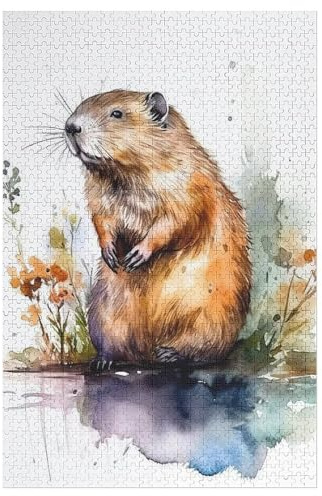 Biber Holzpuzzle 1000 Teile, Knobelspiele Für Erwachsene, Teenager, Puzzles Unmögliche - Kinder Puzzle Zimmer Deko 78×53cm