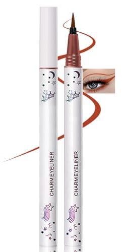 Erinde Flüssiger Eyeliner, Langanhaltend & Hochpigmentiert, Wasserfest & Wischfest, Halt bis zu 12 Stunden, Filzstift mit feiner Pinselspitze, Schnelltrocknender Farbiger Eyeliner #08 Orange-Braun